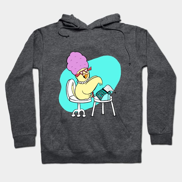 Funny Retro Typewriter Budgie Hoodie by Hallo Molly